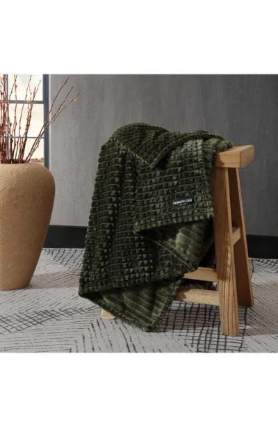 Kenneth Cole New York Solid Textured Plush Throw In Green