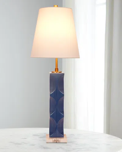 Old World Design Tracy 33" Ceramic Table Lamp With Linen Shade In Blue