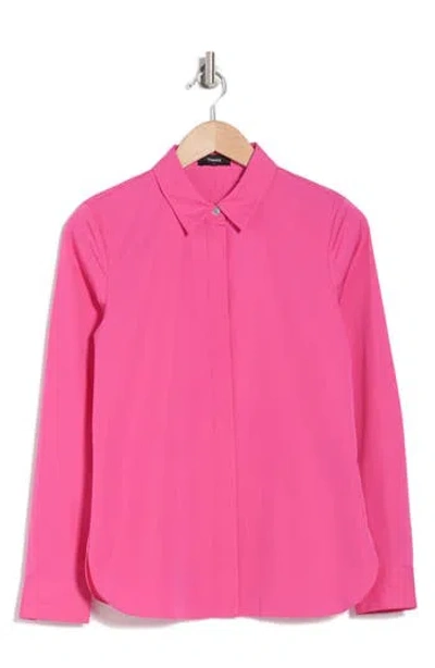 Theory Fitted Long Sleeve Button-up Shirt In Carnation