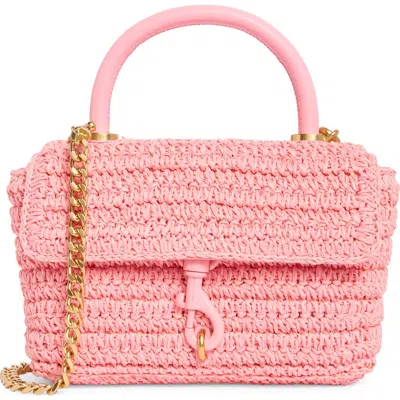 Rebecca Minkoff Edie Top Handle Straw Satchel In Rose