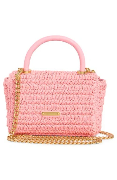 Rebecca Minkoff Edie Top Handle Straw Satchel In Rose