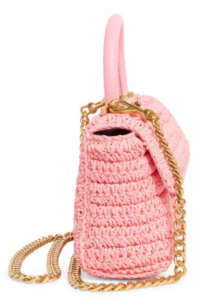 Rebecca Minkoff Edie Top Handle Straw Satchel In Rose