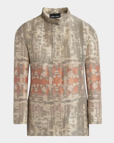 Giorgio Armani Giacca Cannete Jacquard Tigre In Solid Light/pastel B