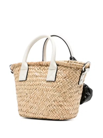 Karl Lagerfeld K/signature Raffia Small Basket In Nude