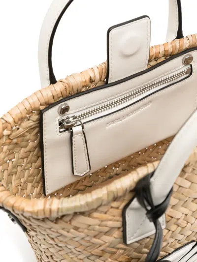 Karl Lagerfeld K/signature Raffia Small Basket In Nude
