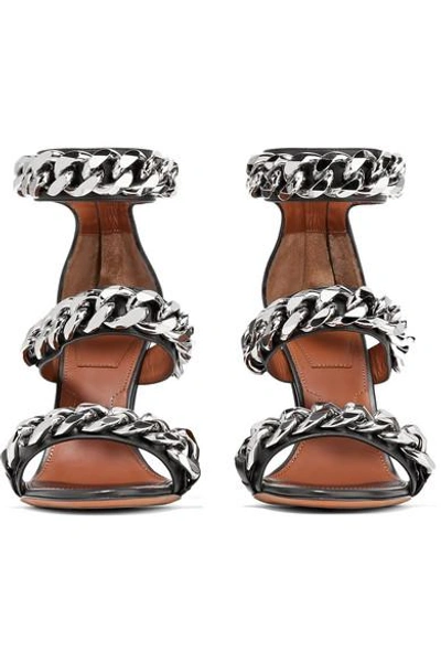 Shop Givenchy Chain-embellished Sandals In Black Leather