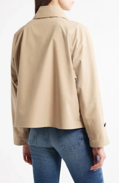 Save The Duck 'greta' Beige Trench Coat With Pointed Collar And Logo Patch On The Sleeve In Stardust Beige