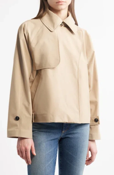Save The Duck 'greta' Beige Trench Coat With Pointed Collar And Logo Patch On The Sleeve In Stardust Beige
