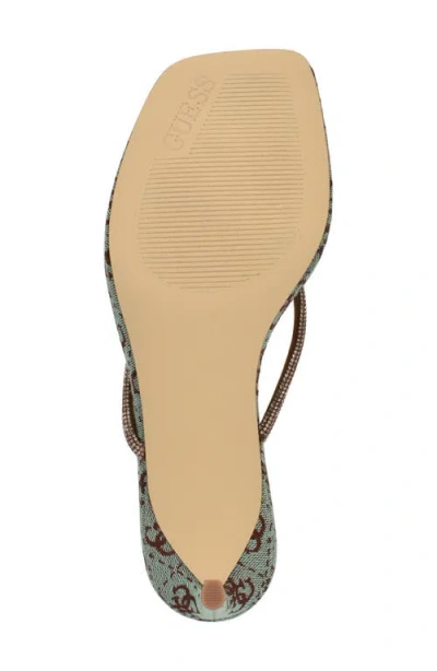 Guess Women's Mayan Rhinestone Thong Kitten Heel Sandals In Green/bronze