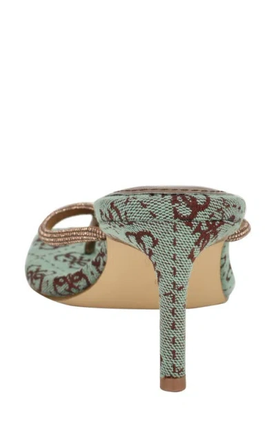 Guess Women's Mayan Rhinestone Thong Kitten Heel Sandals In Green/bronze