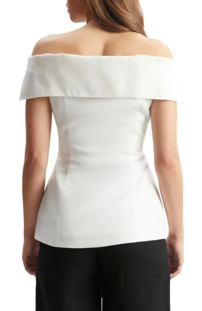 Bardot Eliora Off The Shoulder Linen Top In Orchid Wht