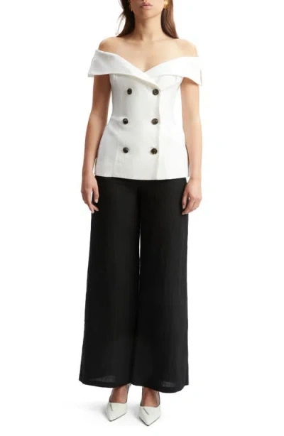 Bardot Eliora Off The Shoulder Linen Top In Orchid Wht