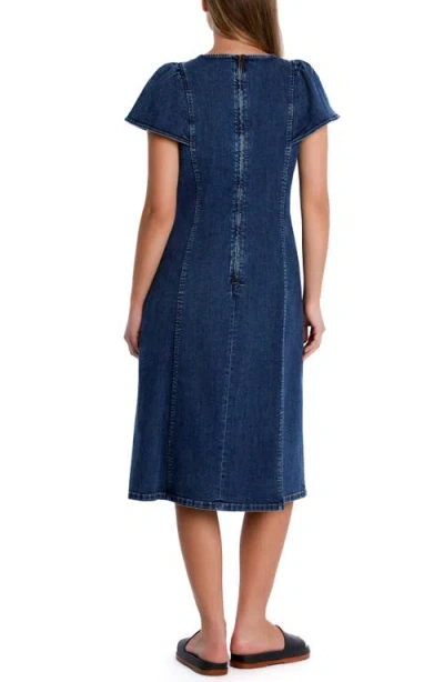 Wash Lab Denim Flutter Sleeve Denim Midi Dress In Flutter Blue