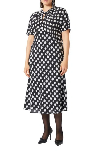 Marina Rinaldi 1a Uscita Zuai Dot Print Dress In Black