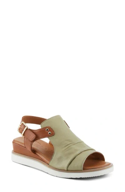 Spring Step Locals Wedge Sandal In Olive Multi