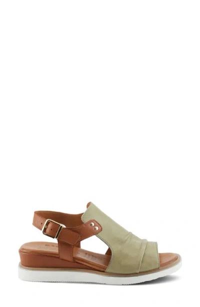 Spring Step Locals Wedge Sandal In Olive Multi