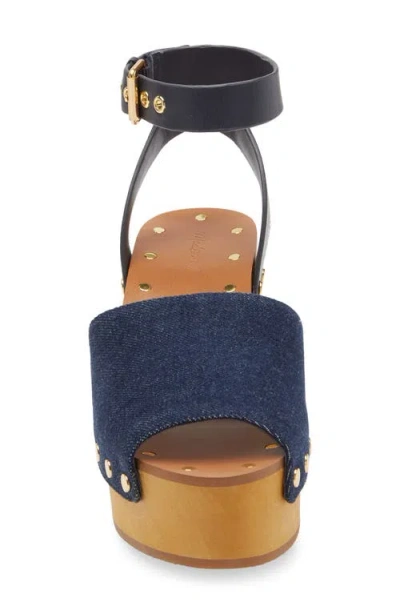 Madewell The Anouk Denim Platform Clog Sandal In Dark Denim Multi