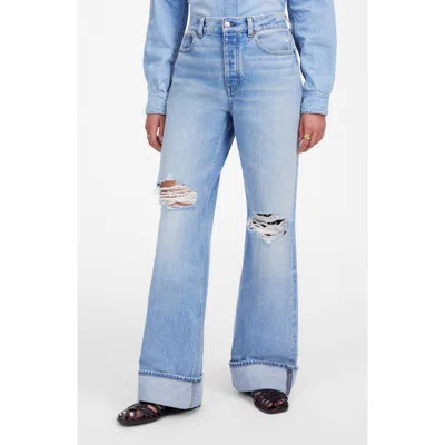 Madewell Low-slung Ripped Baggy Jeans In Blue