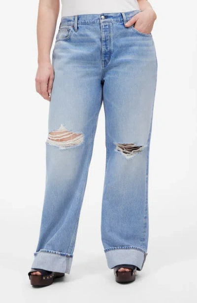 Madewell Low-slung Ripped Baggy Jeans In Blue