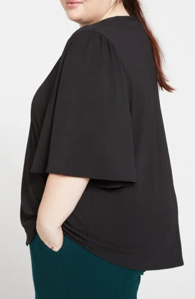 Universal Standard Flutter Sleeve Crepe Jersey Top In Black