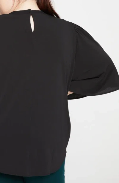 Universal Standard Flutter Sleeve Crepe Jersey Top In Black