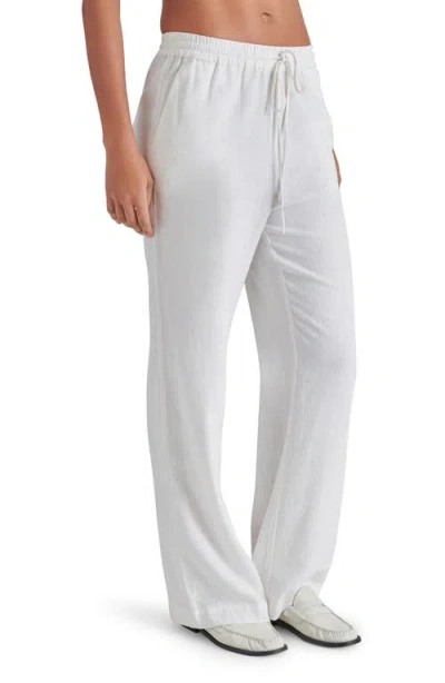 Steve Madden Venetia Linen Blend Drawstring Pants In White