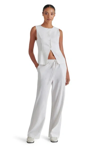 Steve Madden Venetia Linen Blend Drawstring Pants In White