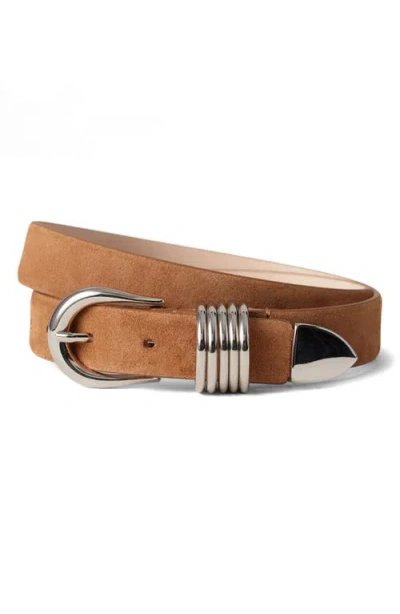 Dehanche Hollyhock Suede Waist Belt In Caramel Suede/silver