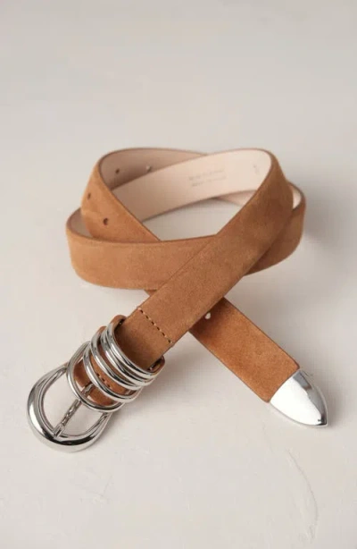 Dehanche Hollyhock Suede Waist Belt In Caramel Suede/silver