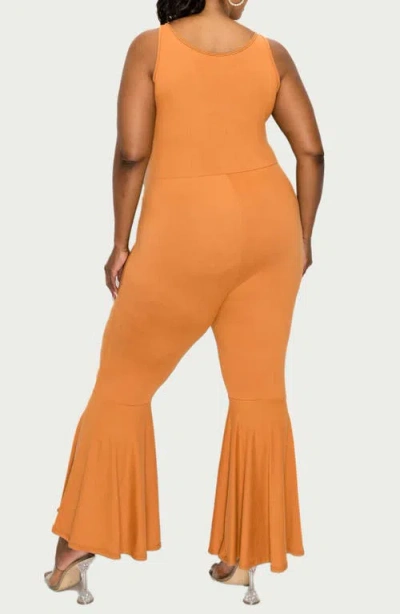 L I V D Jalda Stretch Flare Tank Jumpsuit In Clay