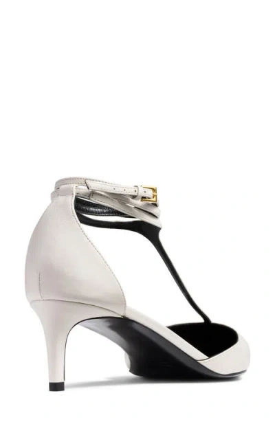 Khaite Mia Kitten Heel Pointed Toe T-strap Pump In Optic White