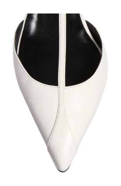 Khaite Mia Kitten Heel Pointed Toe T-strap Pump In Optic White
