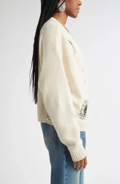 Area Crystal-embellished Cotton And Cashmere Cardigan In Neutral