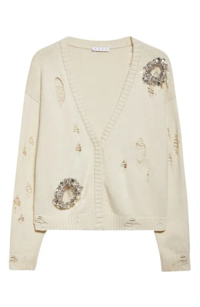 Area Crystal-embellished Cotton And Cashmere Cardigan In Neutral