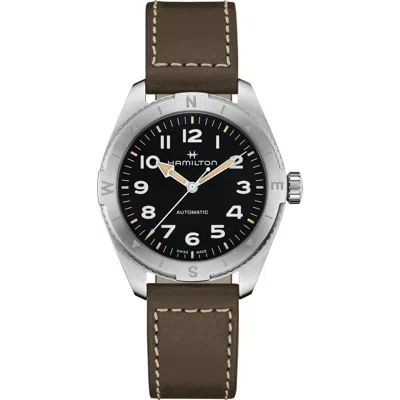 Hamilton Khaki Field Expedition Automatic Leather Strap Watch, 41mm In Black