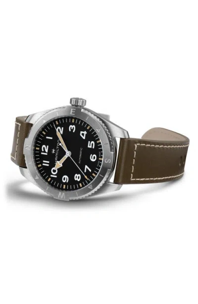Hamilton Khaki Field Expedition Automatic Leather Strap Watch, 41mm In Black