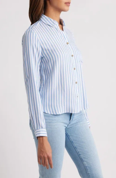 Beachlunchlounge Candace Stripe Button-up Shirt In Blue Poppy