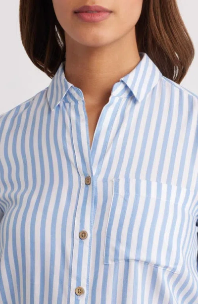 Beachlunchlounge Candace Stripe Button-up Shirt In Blue Poppy