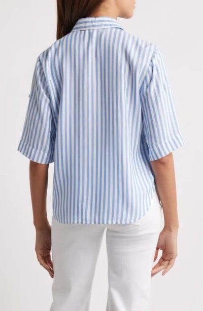 Beachlunchlounge Murphy Stripe Button-up Shirt In Blue Poppy