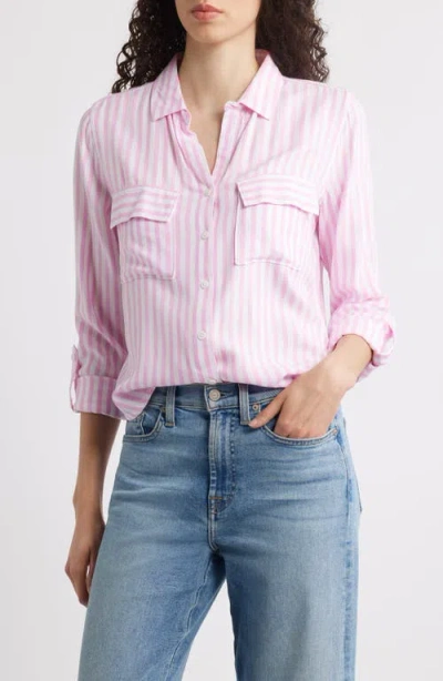 Beachlunchlounge Fallon High-low Button-up Shirt In Ocean Pink