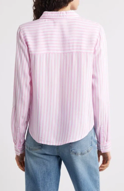 Beachlunchlounge Fallon High-low Button-up Shirt In Ocean Pink