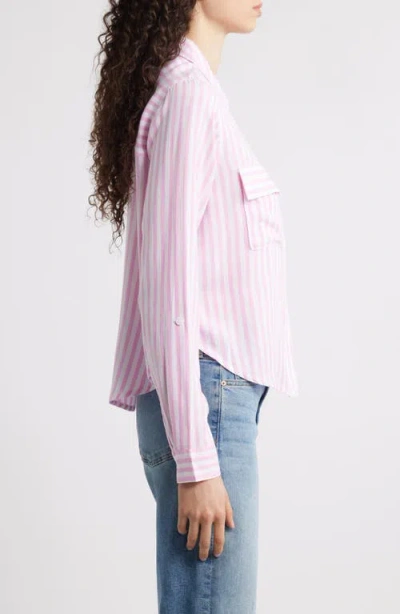 Beachlunchlounge Fallon High-low Button-up Shirt In Ocean Pink