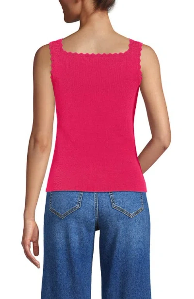 Lands' End High Retention Square Neck Tank Sweater In Berry Rouge