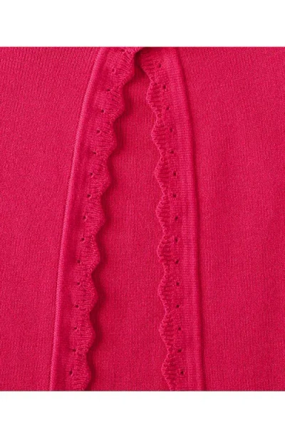 Lands' End Plus Size Blend Scallop Edge Fitted Cardigan Sweater In Berry Rouge