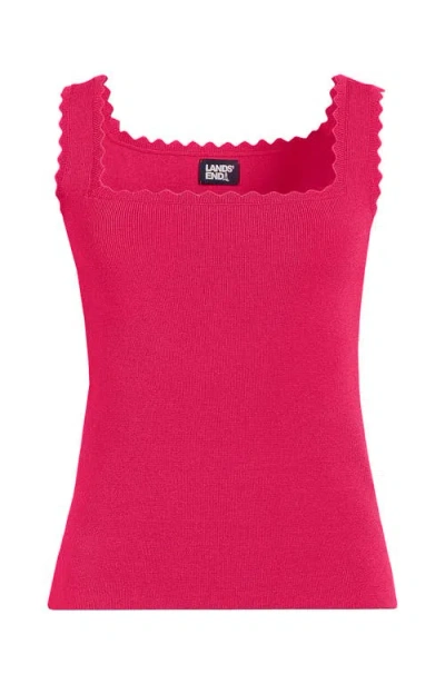 Lands' End High Retention Square Neck Tank Sweater In Berry Rouge