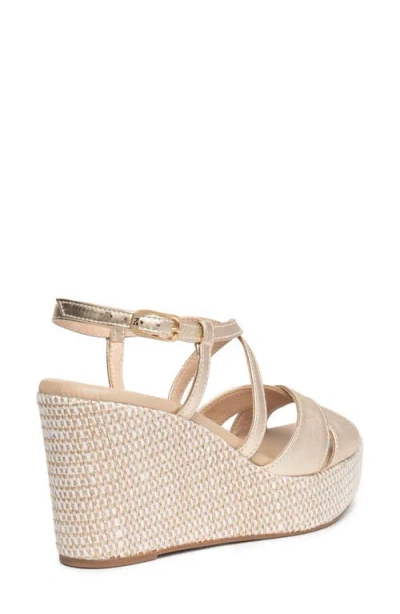 Nerogiardini Strappy Platform Wedge Sandal In Gold