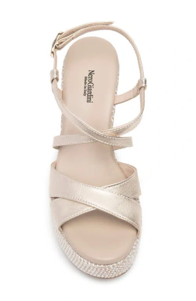 Nerogiardini Strappy Platform Wedge Sandal In Gold
