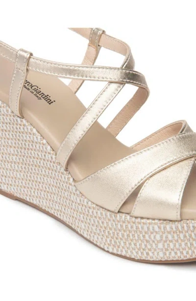 Nerogiardini Strappy Platform Wedge Sandal In Gold