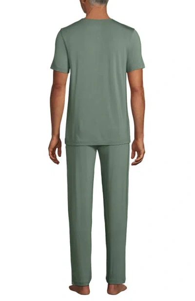 Lands' End Short Sleeve Cooling Knit V-neck Pajama Set In Green