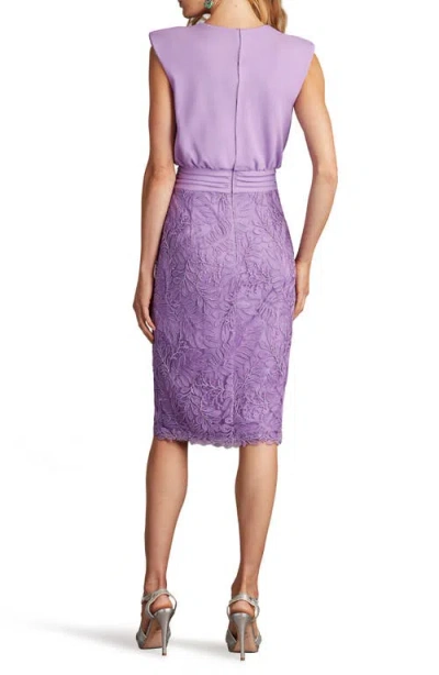 Tadashi Shoji Chu25413m Short Cocktail Lace Pleated Dress In Purple